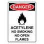Portrait OSHA DANGER Acetylene No Smoking Sign With Symbol ODEP-1090