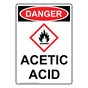 Portrait OSHA DANGER Acetic Acid Sign With GHS Symbol ODEP-37248