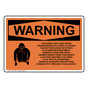 OSHA WARNING Children Have Died Drawstrings Warning Sign With Symbol OWE-50599