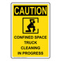 Portrait OSHA CAUTION Confined Space Truck Sign With Symbol OCEP-38983