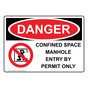 OSHA DANGER Confined Space Manhole Entry Sign With Symbol ODE-38985
