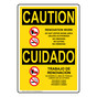 English + Spanish OSHA CAUTION Renovation Work Do Not Enter Work Area Sign With Symbol OCB-13021