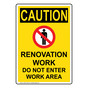 Portrait OSHA CAUTION Renovation Work Do Sign With Symbol OCEP-13023