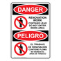 English + Spanish OSHA DANGER Renovation Work Contains Lead Do Not Enter Sign With Symbol ODB-13024