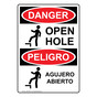 English + Spanish OSHA DANGER Open Hole Sign With Symbol ODB-5045