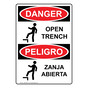 English + Spanish OSHA DANGER Open Trench Sign With Symbol ODB-5065