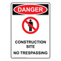 Portrait OSHA DANGER Construction Site No Sign With Symbol ODEP-1950