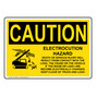 OSHA CAUTION Electrocution Hazard Crane Sign With Symbol OCE-13086