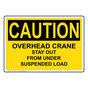 OSHA CAUTION Overhead Crane Suspended Load Sign OCE-13098