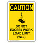 Portrait OSHA CAUTION Do Not Exceed Work Sign With Symbol OCEP-13084