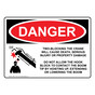 OSHA DANGER Two-Blocking The Crane Will Cause Death Sign With Symbol ODE-13103