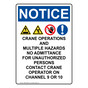 Portrait OSHA NOTICE Crane Operations Sign With Symbol ONEP-28300