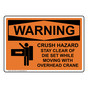 OSHA WARNING Crush Hazard Stay Clear Of Die Set Sign With Symbol OWE-13081