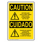 English + Spanish OSHA CAUTION Oxygen Acetylene Tanks Bilingual Sign With Symbol OCB-6660-R