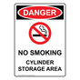 Portrait OSHA DANGER No Smoking Cylinder Sign With Symbol ODEP-4855