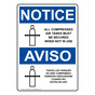 English + Spanish OSHA NOTICE Secure Compressed Air Tanks Sign With Symbol ONB-7883