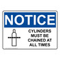 OSHA NOTICE Cylinders Must Be Chained At All Times Sign With Symbol ONE-2055