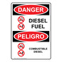 English + Spanish OSHA DANGER Diesel Fuel Sign With Symbol ODB-2106