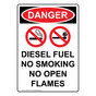 Portrait OSHA DANGER Diesel Fuel No Smoking No Open Flames Sign With Symbol ODEP-2110