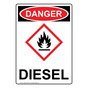 Portrait OSHA DANGER Diesel Sign With GHS Symbol ODEP-27843