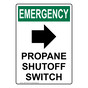 Portrait OSHA EMERGENCY Propane Shutoff Switch Sign With Symbol OEEP-28749