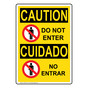 English + Spanish OSHA CAUTION Do Not Enter Sign With Symbol OCB-2175