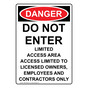 Portrait OSHA DANGER Do Not Enter Limited Access Area Sign ODEP-28448