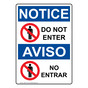 English + Spanish OSHA NOTICE Do Not Enter Sign With Symbol ONB-2175