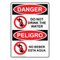 English + Spanish OSHA DANGER Do Not Drink The Water Sign With Symbol ODB-2161