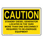 OSHA CAUTION Standby Diesel Generator Located In The Sign OCE-25535