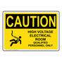 OSHA CAUTION High Voltage Electrical Room Sign With Symbol OCE-28598