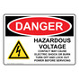 OSHA DANGER Hazardous Voltage Contact May Sign With Symbol ODE-28582