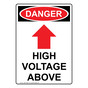 Portrait OSHA DANGER High Voltage Above Sign With Symbol ODEP-28643