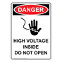Portrait OSHA DANGER High Voltage Inside Sign With Symbol ODEP-3715