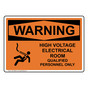 OSHA WARNING High Voltage Electrical Room Sign With Symbol OWE-28598