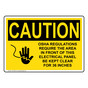 OSHA CAUTION Electrical Panel Clear For 36 Inches Sign With Symbol OCE-5090