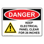 OSHA DANGER Keep Electrical Panel Clear Sign With Symbol ODE-28625