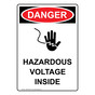 Portrait OSHA DANGER Hazardous Voltage Inside Sign With Symbol ODEP-3565