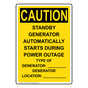 Portrait OSHA CAUTION Standby Generator Automatically Starts Sign OCEP-16172