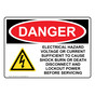 OSHA DANGER Electrical Hazard Voltage Or Sign With Symbol ODE-30270