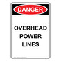 Portrait OSHA DANGER Overhead Power Lines Sign ODEP-8345