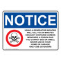 OSHA NOTICE Using A Generator Indoors Will Sign With Symbol ONE-28579