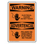 English + Spanish OSHA WARNING Electrical Hazard Do Not Touch Sign With Symbol OWB-2710