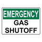 OSHA EMERGENCY Gas Shutoff Sign OEE-29013