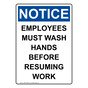 Portrait OSHA NOTICE Employees Must Wash Hands Before Sign ONEP-26595