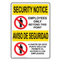 English + Spanish OSHA SECURITY NOTICE Employees Only Sign With Symbol OUB-15195