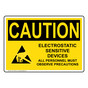 OSHA CAUTION Electrostatic Sensitive Devices Sign With Symbol OCE-18182