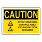 OSHA CAUTION Attention Static Control Area Sign With Symbol OCE-30248