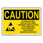 OSHA CAUTION Attention ESD Protected Area Observe Sign With Symbol OCE-30254