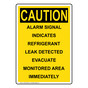Portrait OSHA CAUTION Alarm Signal Indicates Refrigerant Sign OCEP-29940
